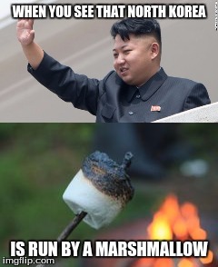 You will never be able to unsee this!!! | WHEN YOU SEE THAT NORTH KOREA; IS RUN BY A MARSHMALLOW | image tagged in kim jong un,marshmallow,funny,memes,north korea | made w/ Imgflip meme maker