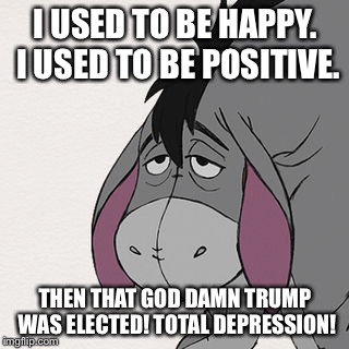 I USED TO BE HAPPY. I USED TO BE POSITIVE. THEN THAT GO***AMN TRUMP WAS ELECTED! TOTAL DEPRESSION! | made w/ Imgflip meme maker