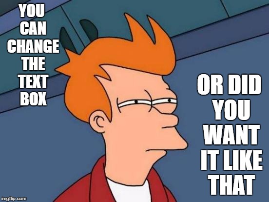 Futurama Fry Meme | YOU CAN CHANGE THE TEXT BOX OR DID YOU WANT IT LIKE THAT | image tagged in memes,futurama fry | made w/ Imgflip meme maker