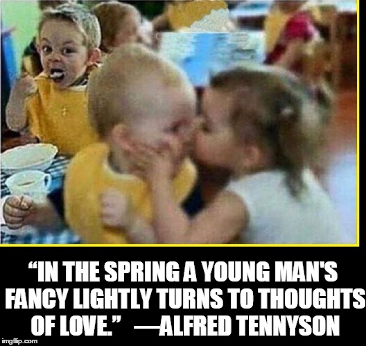 Thoughts of Love... or Jealousy? | “IN THE SPRING A YOUNG MAN'S FANCY LIGHTLY TURNS TO THOUGHTS OF LOVE.”


―ALFRED TENNYSON | image tagged in vince vance,alfred lord tennyson,spring,thoughts of love,jealousy | made w/ Imgflip meme maker
