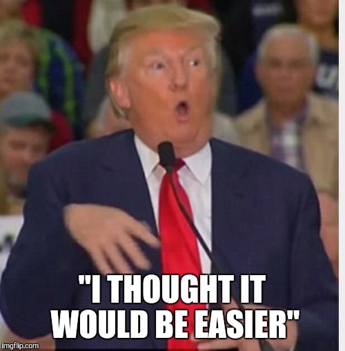 Donald Trump tho | "I THOUGHT IT WOULD BE EASIER" | image tagged in donald trump tho | made w/ Imgflip meme maker