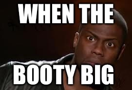 Kevin Hart Meme | WHEN THE; BOOTY BIG | image tagged in memes,kevin hart the hell | made w/ Imgflip meme maker