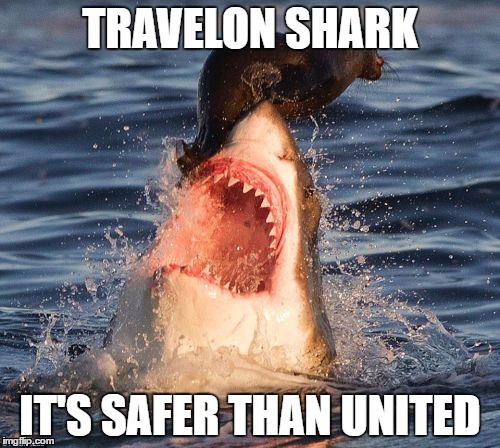 Travelonshark Meme | TRAVELON SHARK; IT'S SAFER THAN UNITED | image tagged in memes,travelonshark | made w/ Imgflip meme maker