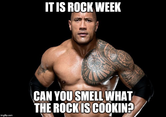 IT IS ROCK WEEK; CAN YOU SMELL WHAT THE ROCK IS COOKIN? | image tagged in the rock | made w/ Imgflip meme maker