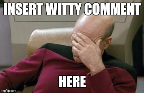 Captain Picard Facepalm Meme | INSERT WITTY COMMENT HERE | image tagged in memes,captain picard facepalm | made w/ Imgflip meme maker