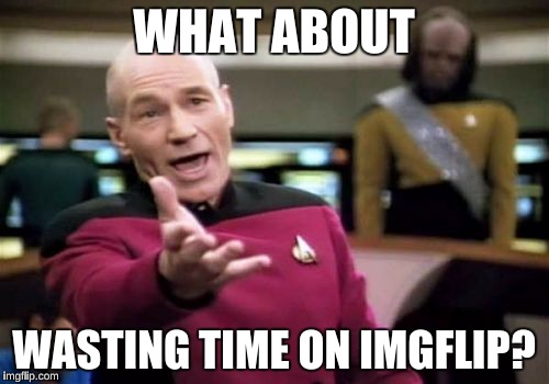 Picard Wtf Meme | WHAT ABOUT WASTING TIME ON IMGFLIP? | image tagged in memes,picard wtf | made w/ Imgflip meme maker