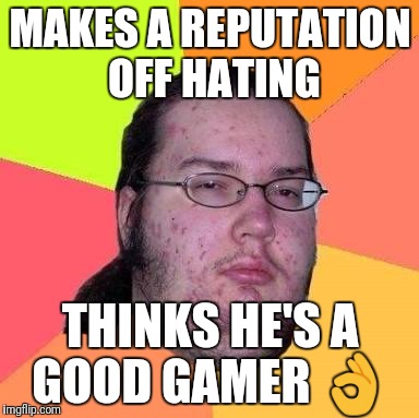 MAKES A REPUTATION OFF HATING; THINKS HE'S A GOOD GAMER 👌 | image tagged in butthurt dweller | made w/ Imgflip meme maker