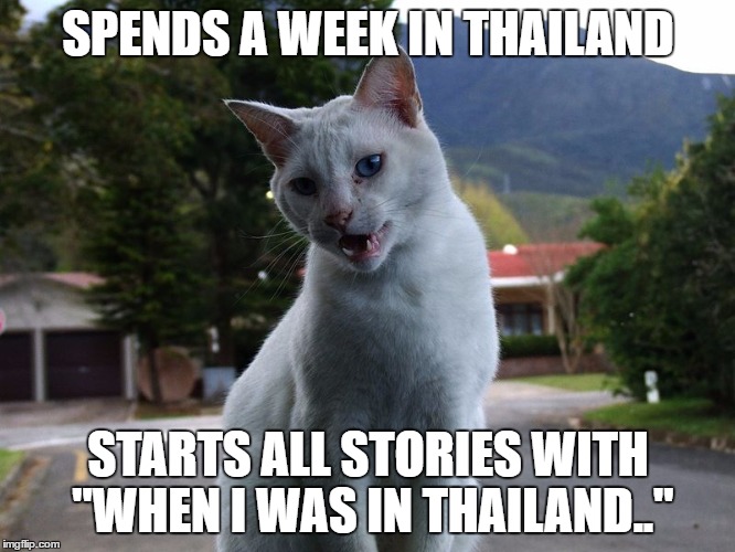 SPENDS A WEEK IN THAILAND; STARTS ALL STORIES WITH "WHEN I WAS IN THAILAND.." | made w/ Imgflip meme maker