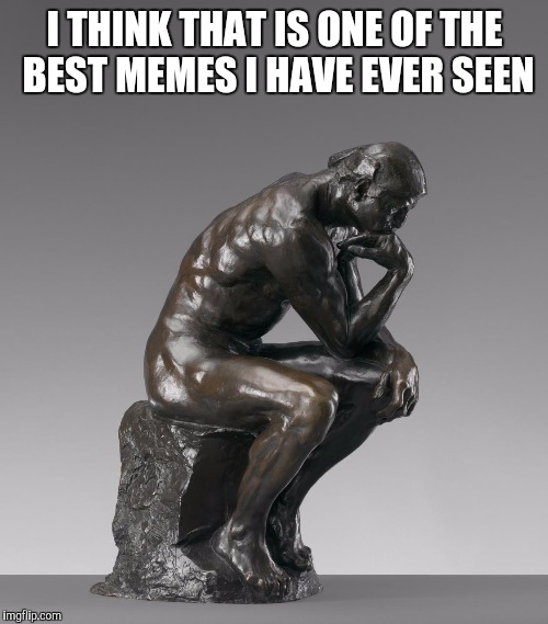 The Thinker | I THINK THAT IS ONE OF THE BEST MEMES I HAVE EVER SEEN | image tagged in the thinker | made w/ Imgflip meme maker