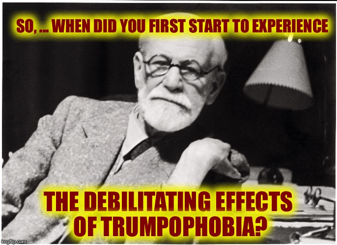 Trumpophobia | SO, ... WHEN DID YOU FIRST START TO EXPERIENCE THE DEBILITATING EFFECTS OF TRUMPOPHOBIA? | image tagged in funny,memes,funny memes,trump | made w/ Imgflip meme maker