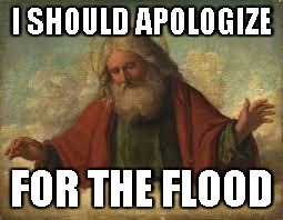 god | I SHOULD APOLOGIZE; FOR THE FLOOD | image tagged in god | made w/ Imgflip meme maker