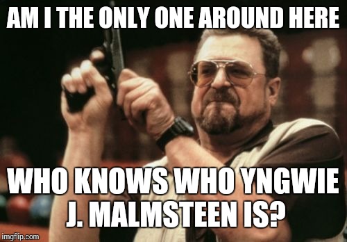 Really? | AM I THE ONLY ONE AROUND HERE; WHO KNOWS WHO YNGWIE J. MALMSTEEN IS? | image tagged in memes,am i the only one around here,rock week | made w/ Imgflip meme maker