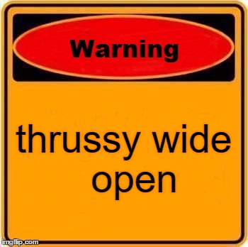 thrussy | thrussy
wide 
open | image tagged in warning sign | made w/ Imgflip meme maker