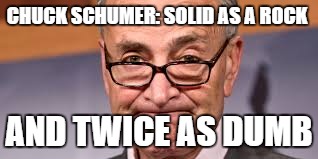 Chuck Schumer dumb as a rock | CHUCK SCHUMER: SOLID AS A ROCK; AND TWICE AS DUMB | image tagged in chuck schumer | made w/ Imgflip meme maker