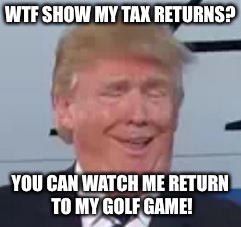 WTF SHOW MY TAX RETURNS? YOU CAN WATCH ME RETURN TO MY GOLF GAME! | made w/ Imgflip meme maker