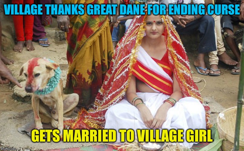 VILLAGE THANKS GREAT DANE FOR ENDING CURSE GETS MARRIED TO VILLAGE GIRL | made w/ Imgflip meme maker