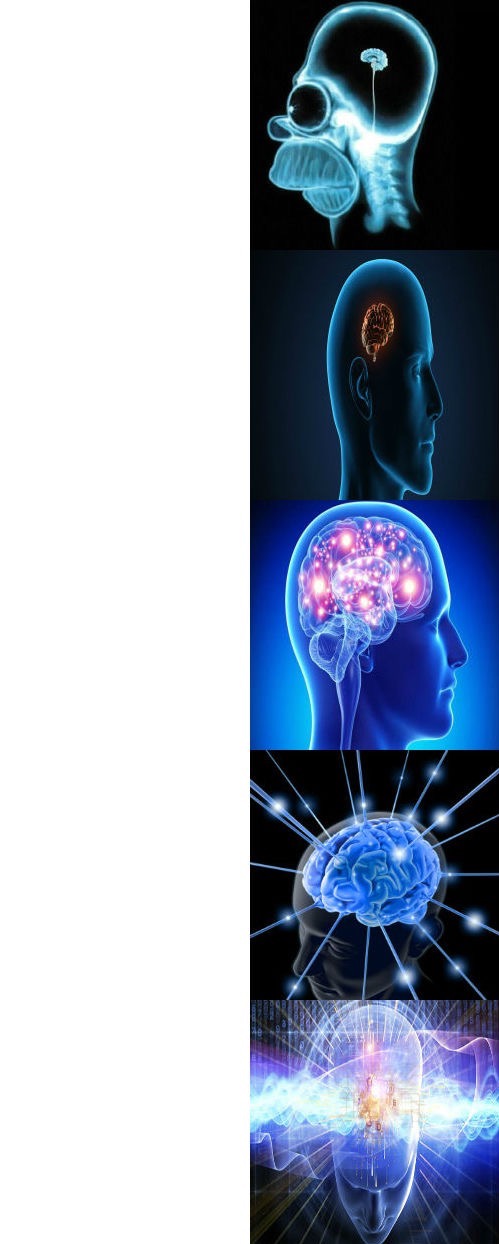 Expanding Brain 5 Stage Blank Meme Template
