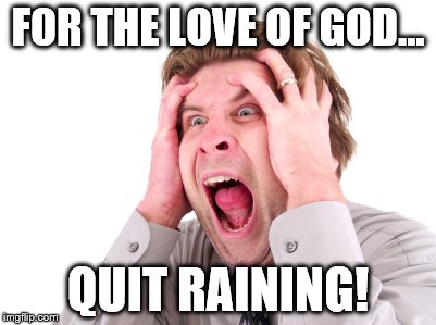 Screaming Man | FOR THE LOVE OF GOD... QUIT RAINING! | image tagged in screaming man | made w/ Imgflip meme maker
