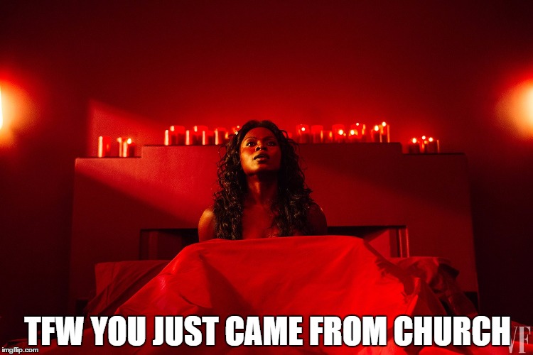 TFW YOU JUST CAME FROM CHURCH | image tagged in american gods,bilquis,yetide badaki | made w/ Imgflip meme maker