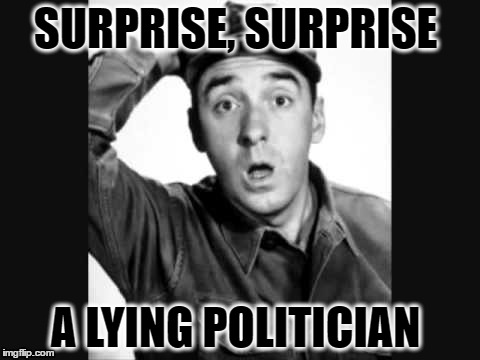 Gomer Pyle USMC | SURPRISE, SURPRISE; A LYING POLITICIAN | image tagged in gomer pyle usmc | made w/ Imgflip meme maker