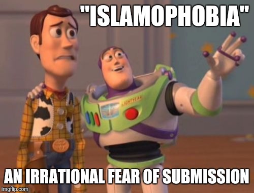 X, X Everywhere | "ISLAMOPHOBIA"; AN IRRATIONAL FEAR OF SUBMISSION | image tagged in memes,x x everywhere | made w/ Imgflip meme maker