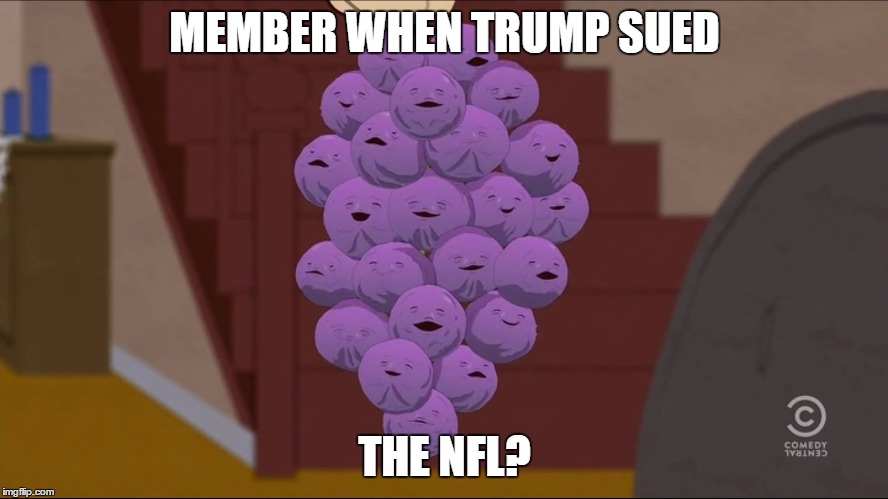 Member Berries Meme | MEMBER WHEN TRUMP SUED; THE NFL? | image tagged in memes,member berries | made w/ Imgflip meme maker