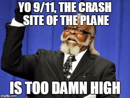 Too Damn High | YO 9/11, THE CRASH SITE OF THE PLANE; IS TOO DAMN HIGH | image tagged in memes,too damn high | made w/ Imgflip meme maker