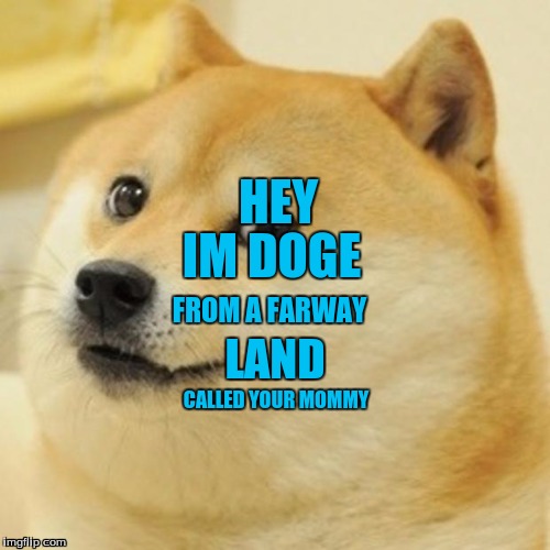 Farway Land of what? | HEY; IM DOGE; FROM A FARWAY; LAND; CALLED YOUR MOMMY | image tagged in memes,doge | made w/ Imgflip meme maker