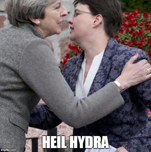 theresa may death look | HEIL HYDRA | image tagged in theresa may death look | made w/ Imgflip meme maker