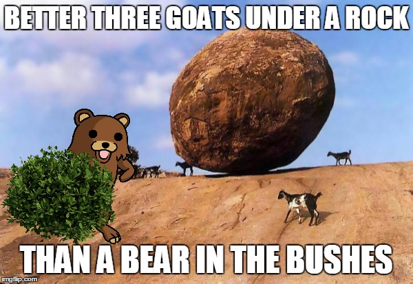 BETTER THREE GOATS UNDER A ROCK THAN A BEAR IN THE BUSHES | made w/ Imgflip meme maker