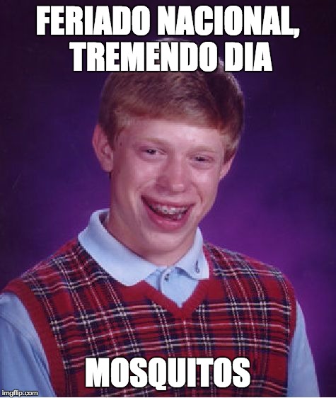 Bad Luck Brian Meme | FERIADO NACIONAL, TREMENDO DIA; MOSQUITOS | image tagged in memes,bad luck brian | made w/ Imgflip meme maker
