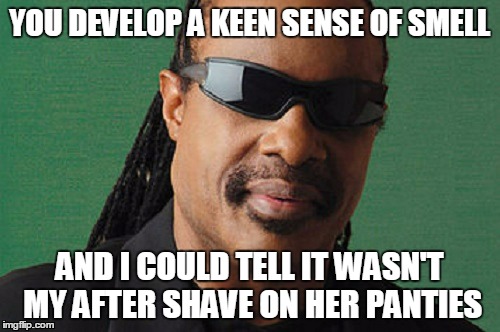 YOU DEVELOP A KEEN SENSE OF SMELL AND I COULD TELL IT WASN'T MY AFTER SHAVE ON HER PANTIES | made w/ Imgflip meme maker
