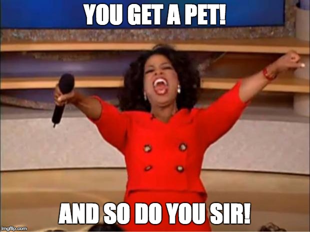 Oprah You Get A Meme | YOU GET A PET! AND SO DO YOU SIR! | image tagged in memes,oprah you get a | made w/ Imgflip meme maker