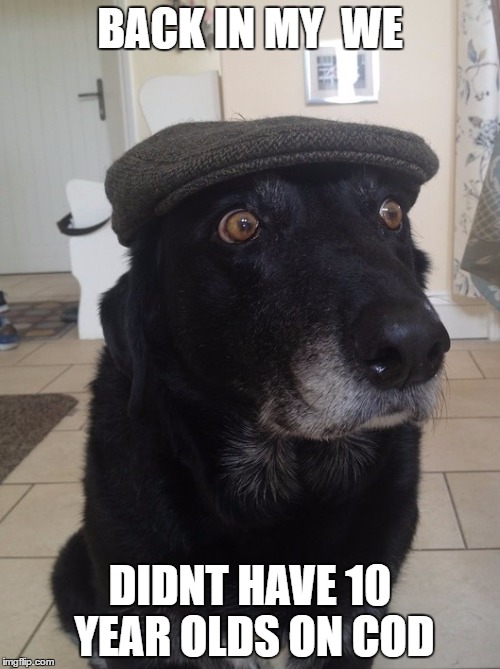 Back In My Day Dog | BACK IN MY  WE; DIDNT HAVE 10 YEAR OLDS ON COD | image tagged in back in my day dog | made w/ Imgflip meme maker