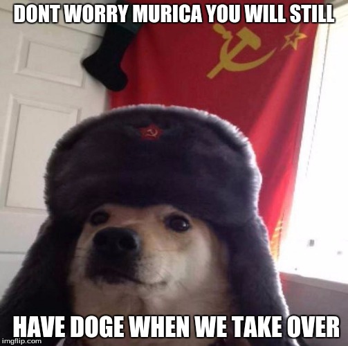 Russian Doge | DONT WORRY MURICA YOU WILL STILL; HAVE DOGE WHEN WE TAKE OVER | image tagged in russian doge | made w/ Imgflip meme maker