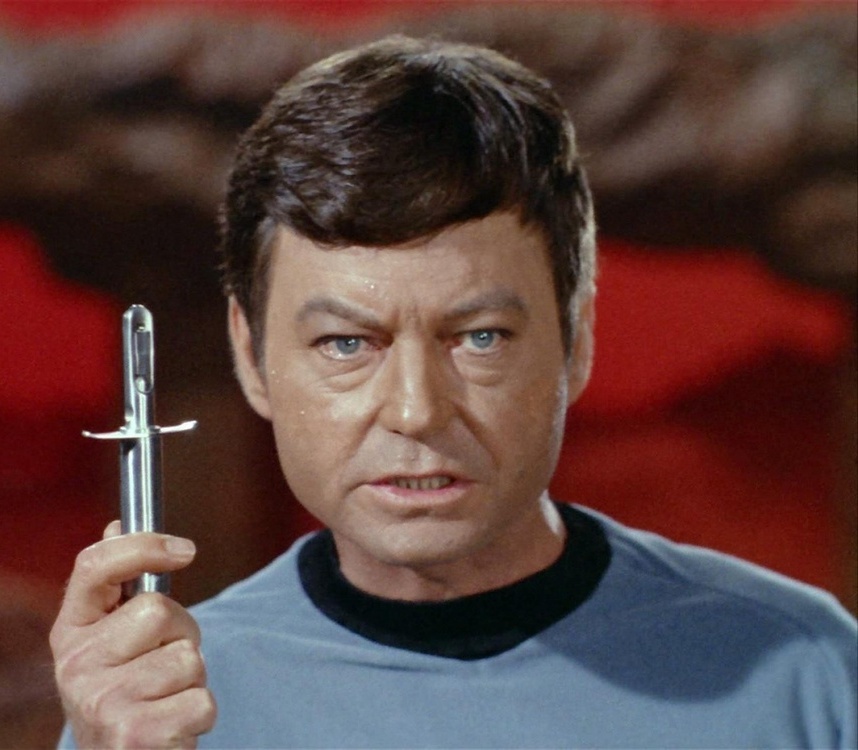 TOS Dr McCoy with hypo Blank Meme Template