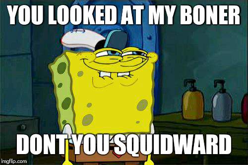 Don't You Squidward | YOU LOOKED AT MY BONER; DONT YOU SQUIDWARD | image tagged in memes,dont you squidward | made w/ Imgflip meme maker