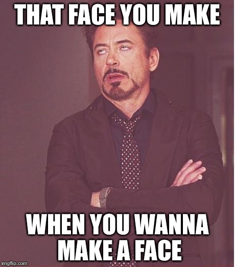 Face You Make Robert Downey Jr | THAT FACE YOU MAKE; WHEN YOU WANNA MAKE A FACE | image tagged in memes,face you make robert downey jr | made w/ Imgflip meme maker