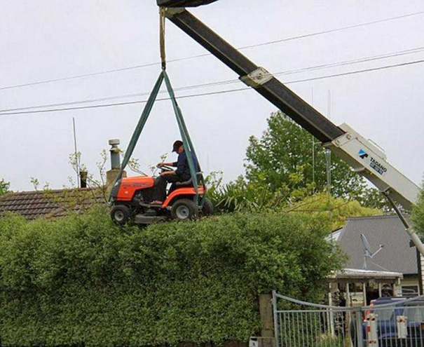 mowing a hedge Blank Meme Template