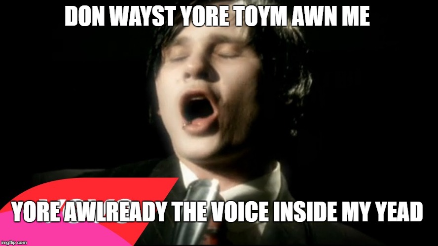 Admit it...it's stawck in yore read naow. | DON WAYST YORE TOYM AWN ME; YORE AWLREADY THE VOICE INSIDE MY YEAD | image tagged in blink 182 | made w/ Imgflip meme maker