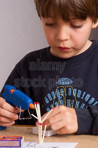 High Quality kid with glue gun Blank Meme Template