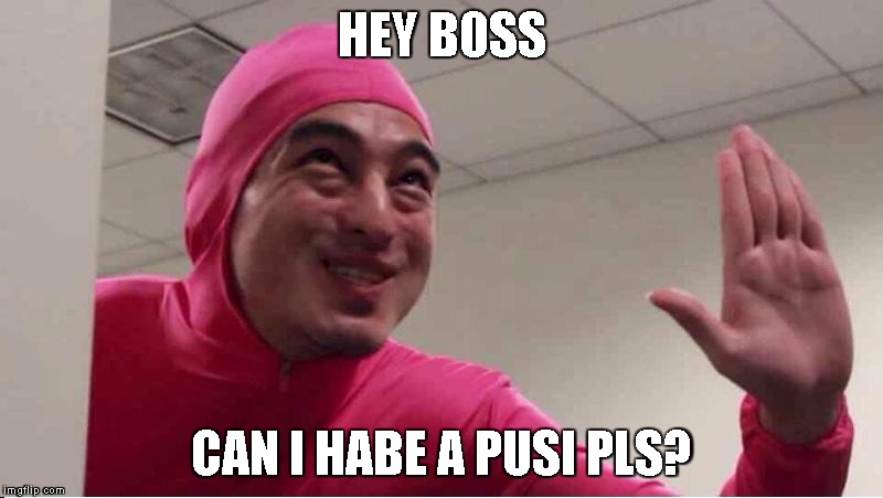 ey boss filthy frank pink guy | HEY B0SS; CAN I HABE A PUSI PLS? | image tagged in ey boss filthy frank pink guy | made w/ Imgflip meme maker