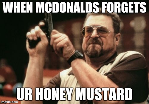 Am I The Only One Around Here Meme | WHEN MCDONALDS FORGETS; UR HONEY MUSTARD | image tagged in memes,am i the only one around here | made w/ Imgflip meme maker
