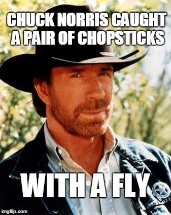Chuck Norris week.  A Sir_Unknown event | CHUCK NORRIS CAUGHT A PAIR OF CHOPSTICKS; WITH A FLY | image tagged in memes,chuck norris | made w/ Imgflip meme maker