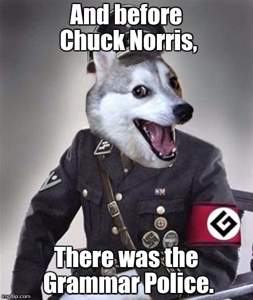 And before Chuck Norris, There was the Grammar Police. | image tagged in chuck norris' grammar police | made w/ Imgflip meme maker