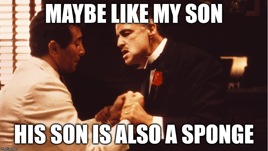 MAYBE LIKE MY SON HIS SON IS ALSO A SPONGE | made w/ Imgflip meme maker