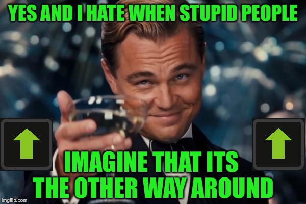 Leonardo Dicaprio Cheers Meme | YES AND I HATE WHEN STUPID PEOPLE IMAGINE THAT ITS THE OTHER WAY AROUND | image tagged in memes,leonardo dicaprio cheers | made w/ Imgflip meme maker