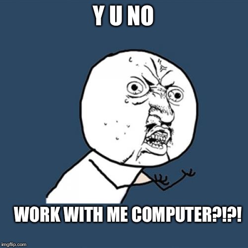 Y U No Meme | Y U NO; WORK WITH ME COMPUTER?!?! | image tagged in memes,y u no | made w/ Imgflip meme maker