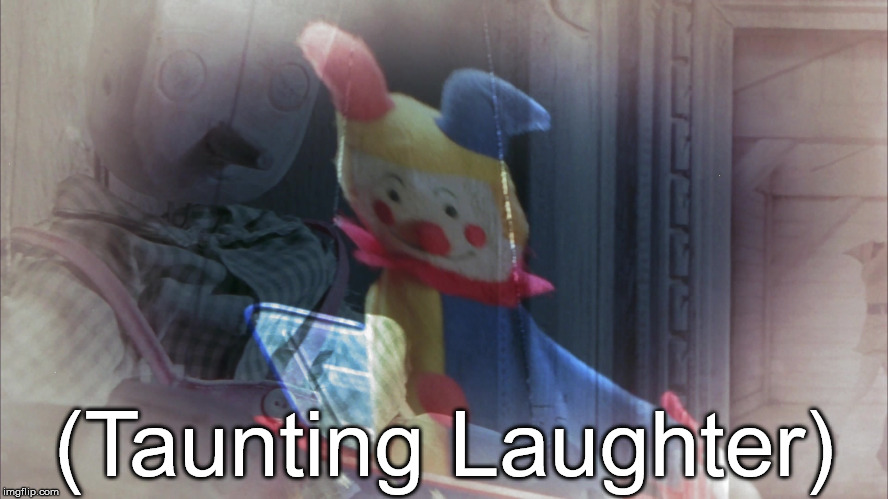 (Taunting Laughter) | image tagged in clown elf mocking | made w/ Imgflip meme maker