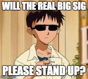 The Real Big Sig | WILL THE REAL BIG SIG; PLEASE STAND UP? | image tagged in shinji,neon genesis evangelion | made w/ Imgflip meme maker